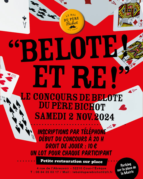 Concours de Belote le Samedi 2 Novembre 2024