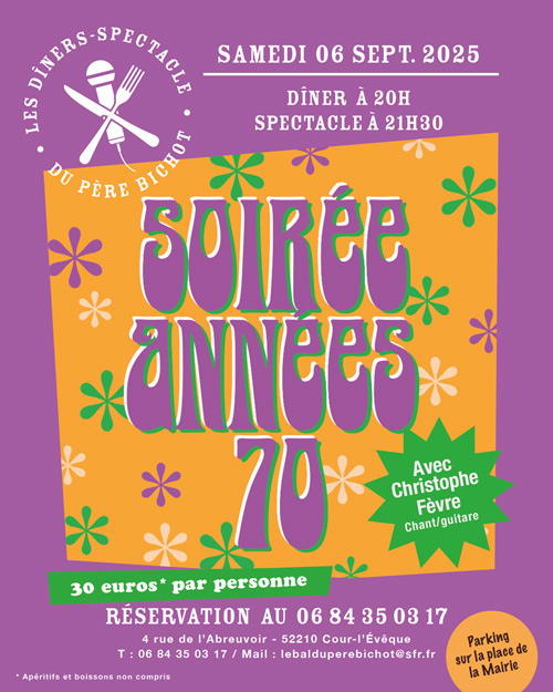 Soirée à thème : SOIRÉE ANNÉES 70 le Samedi 6 Septembre 2025