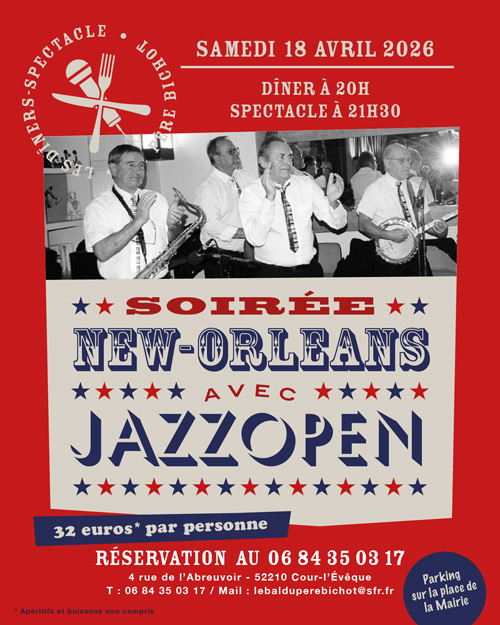 Soirée Jazz New-Orleans : le Samedi 18 Avril 2026