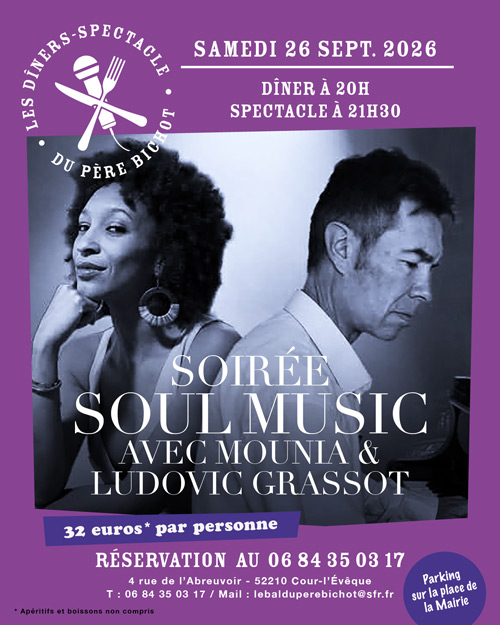 SOIRÉE SOUL MUSIC : le Samedi 26 Septembre 2026