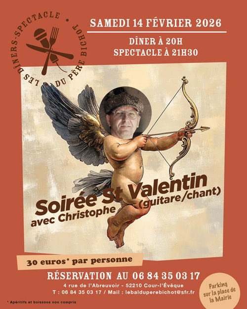 Soirée SAINT-VALENTIN : le Samedi 14 Février 2026